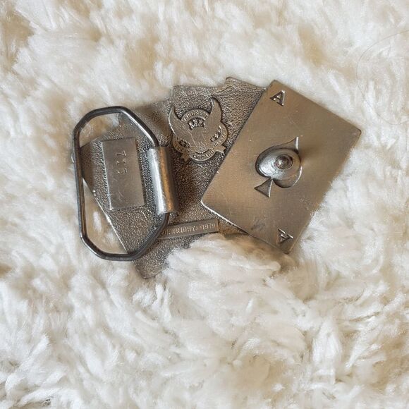 Vintage Men's Pocker Royal Flush Figural Cards Belt Buckle - Picture 2 of 4